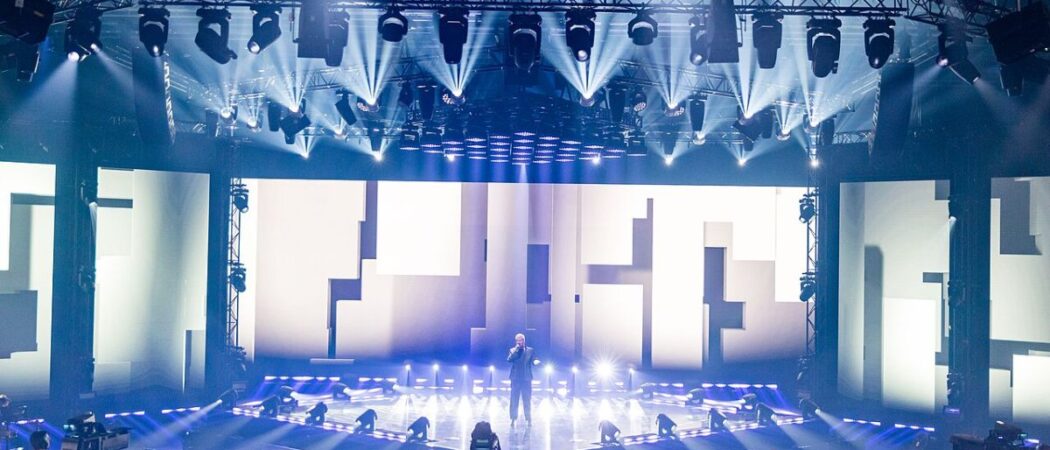 Fotografie pódia Eurovize v Bazileji v roce 2025